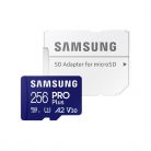 SAMSUNG Memóriakártya, PRO Plus microSDXC kártya 256GB, CLASS 10, UHS-I, U3, V30, A2, + Adapter, R180/W130