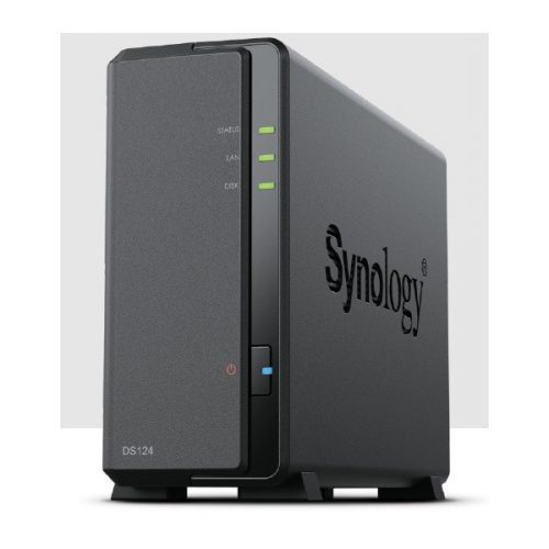 SYNOLOGY NAS 1 fiókos DS124 Realtek RTD1619B 4x1,7GHz, 1GB DDR4, 1x1GbE, 2xUSB3.2Gen1