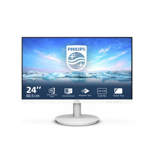 PHILIPS IPS monitor 23.8" 241V8AW, 1920x1080, 16:9, 250cd/m2, 4ms, VGA/HDMI, hangszóró, fehér