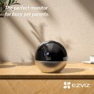 EZVIZ E6 3K beltéri kamera, 360° panorámakép, Apple Home Kit kompatibilis AI alapú emeber/ állat érzékelés, kamera hívás