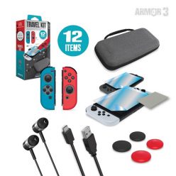   ARMOR3 Nintendo Switch/OLED Travel csomag (Üvegfólia + Thumb Grips + Füllhallgató + Tok + Töltő kábel)