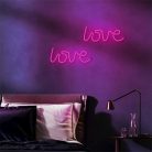 FOREVER LIGHT Neon LED dekorációs lámpa LOVE rózsaszín, USB,  be/ki kapcsoló, 3 X AA, falra akasztható