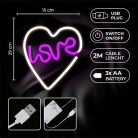 NEOLIA LED dekorációs lámpa LOVE rószaszín fehér, USB csatlakozó, 3 x AA, falra szerelhető, 148 lumen