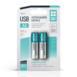   COLORWAY AA újratölhető elem, USB-C 2200 mAh 1.5B (Li-Polymer) (2pc.) (CW-UBAA-10)