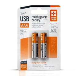   COLORWAY AAA újratölhető elem, USB-C 590 mAh 1.5B (Li-Polymer) (2pc.)