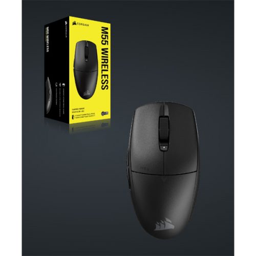 CORSAIR Vezeték Nélküli Egér Gaming, M55 Lightwight, 6 programozható gomb, Ultra-könnyű, 16000dpi, fekete