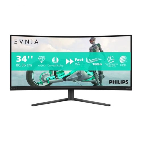 Philips EVNIA Ívelt Gaming 180Hz monitor 34", 34M2C3500L/00 3440x1440, 21:9, 0,03ms, 2xHDMI/DisplayPort