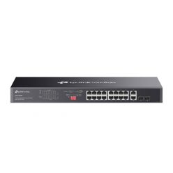   TP-LINK Switch 16x1000Mbps (POE+) + 2xGigabit SFP Fémházas Rackes, DS1018GMP