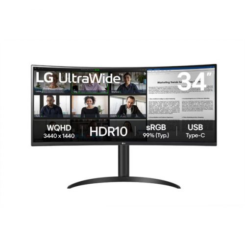 LG ívelt monitor 34" 34WR55QK, 3440x1440, 21:9, 300cd/m2, 5ms, HDMIx2/DisplayPort/USB-C