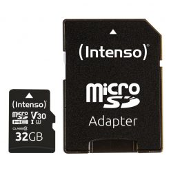   Intenso 32GB MicroSDXC Professional Class 10 U1 V30 + adapterrel