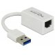 DeLock SuperSpeed USB3.2 Type-A male > Gigabit LAN 10/100/1000 Mbps compact Adapter White