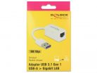 DeLock SuperSpeed USB3.2 Type-A male > Gigabit LAN 10/100/1000 Mbps compact Adapter White