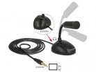 DeLock Condenser Microphone Omni-Directional for Smartphone / Tablet with gooseneck 3.5 mm 4 pin stereo jack male + 3.5 mm stereo jack female