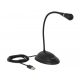 DeLock USB Gooseneck Microphone with base and mute + on / off button Black