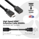 Club3D High Speed HDMI Extension Cable 4K60Hz M/F 5m Black