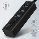 AXAGON HMA-CR3A USB3.2 multiport Hub 3-port + SD/microSD metal