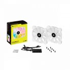 Corsair iCUE SP140 RGB ELITE Performance 140mm White PWM Fan Dual Fan Kit with Lighting Node CORE