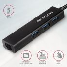 AXAGON HMC-GL3A SuperSpeed USB-C hub + Gigabit LAN Black