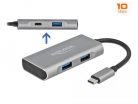 DeLock External USB 3.2 Gen 2 USB Type-C Hub with 3x USB Type-A and 1x USB Type-C Silver