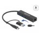 DeLock 3 Port USB 3.2 Gen 1 Hub + Gigabit LAN with USB Type-C or USB Type-A connector Black