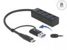 DeLock 4 Port USB 3.2 Gen 1 Hub with USB Type-C or USB Type-A connector