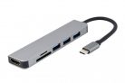 Gembird A-CM-COMBO6-02 USB Type-C 6-in-1 Multi-Port Adapter Space Grey