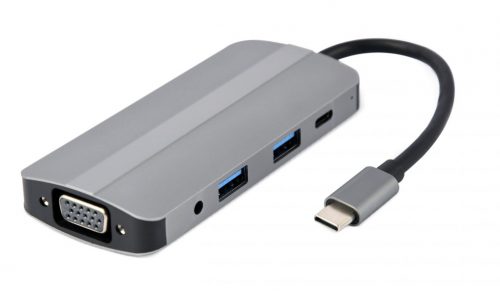 Gembird A-CM-COMBO8-02 USB Type-C 8-in-1 Multi-Port Adapter Silver