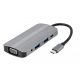 Gembird A-CM-COMBO8-02 USB Type-C 8-in-1 Multi-Port Adapter Silver