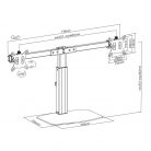 ACT AC8332 Free Standing Gas Spring Dual Monitor Arm Office Crossbar 10"-27" Black