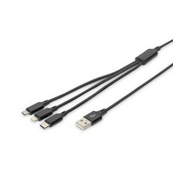   Digitus 3-in-1 Charger Cable for Apple Android and Google-Pixel Devices 1m Black