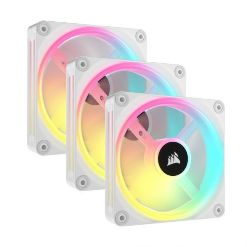 Corsair iCUE LINK QX120 RGB 120mm PWM PC Fans Starter Kit with iCUE LINK System Hub White