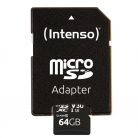 Intenso 64GB microSDXC Professional Class 10 U3 V30 + adapterrel