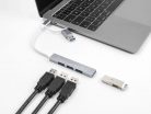 DeLock 4 Port Slim USB Hub with USB Type-C or USB Type-A to 3xUSB 2.0 Type-A female + 1 x USB 5 Gbps Type-A female Grey