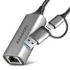 AXAGON ADE-TXCA USB-C + USB-A Gigabit Ethernet Adapter Grey