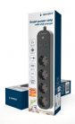 Gembird Smart power strip with USB charger 4 sockets Black