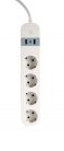 Gembird Smart power strip with USB charger 4 sockets White