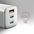 AXAGON ACU-DPQ65W QC4 + USB-C PD Wall Charger White