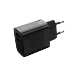   FIXED hálózati töltő, 2*USB-A kimenet, 17W + USB/USB-C kábel, fekete