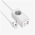 FIXED hálózati USB töltő, GaN III technológia, kimenetetk: 2 * USB-A QC3.0, 2 * USB-C PD3.0 65W , 1*220V, 1.5m kábel, fehér