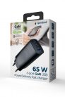 Gembird 3-port 65W GaN USB PowerDelivery fast charger Black