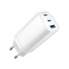 Gembird 3-port 65W GaN USB PowerDelivery fast charger White