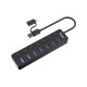 EQuip 7-portos USB3.2 HUB Black