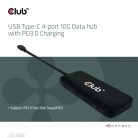 Club3D USB Type-C 4-port 10G Data hub with PD3.0 Charging Black