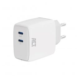   ACT AC2165 USB-C Charger 65W 2-port with Power Delivery PPS and GaNFast White