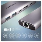 AXAGON HMC-6G2L USB-C 10Gbps 6in1 Hub Silver