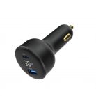 Gembird 2-Port USB Car Fast Charger Type-C PD LCD 30W Black