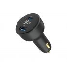 Gembird 2-Port USB Car Fast Charger Type-C PD LCD 30W Black