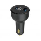 Gembird 2-Port USB Car Fast Charger Type-C PD LCD 65W Black