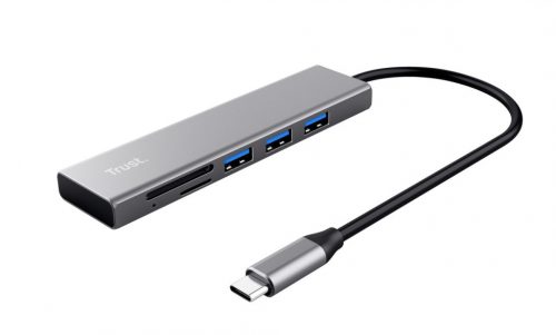 Trust Halyx 3 Port USB 3.2 Type-C Hub & Card Reader Silver