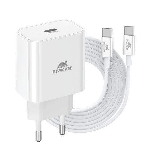 RivaCase RivaPower PS4101 WD4 EU Wall Charger 20W PD 3.0/ 1 USB-C with USB-C/USB-C Cable White